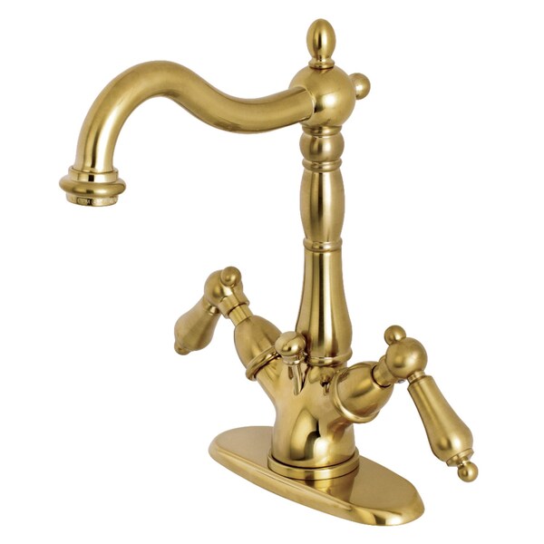 KS1437AL 2-Handle Bathroom Faucet W/Brass Pop-Up & Cover Plate, Brass